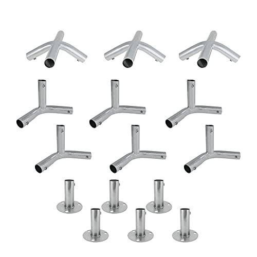 Simond Store Canopy Fitting 3 Way 6 Pc, 4 Way 3 Pc, Footpad 6 Pc, 1-3/8 inch Diameter High Peak Connectors for Carport Frame Boat Shelter Outdoor Canopies Party Tents Garage Batting Cage Garden Shade