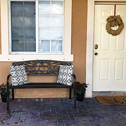 FDW Garden Bench Outdoor Bench for Patio Metal Bench Park Bench Cushion for Yard Porch Work Entryway (Bronze)