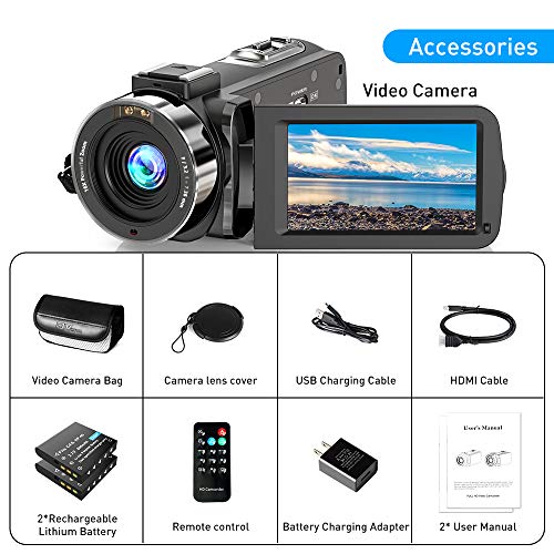 Alsuoda Video Camera FHD 108000P 3000FPS 3600MP IR Night Vision YouTube Recorder 3000.0'' 2700 Degree Rotation IPS Screen 1600X Digital Zoom Camcorder with Remote and 200 Batteriesss-10PCS-QQ51313022