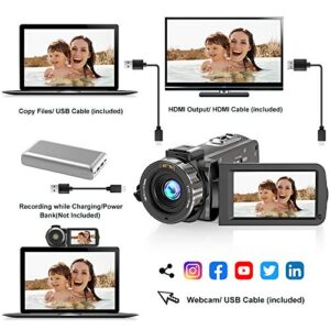 Alsuoda Video Camera FHD 108000P 3000FPS 3600MP IR Night Vision YouTube Recorder 3000.0'' 2700 Degree Rotation IPS Screen 1600X Digital Zoom Camcorder with Remote and 200 Batteriesss-10PCS-QQ51313022