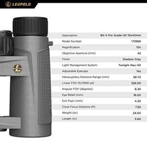 Leupold BX-4 Pro Guide HD 10x42mm Binoculars