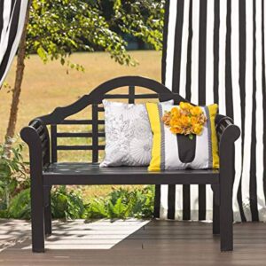 Plow & Hearth 62A79-BK Lutyens Eucalyptus Wood Garden Bench, Black