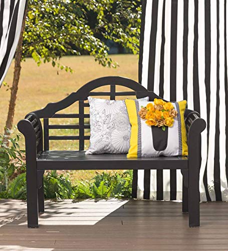 Plow & Hearth 62A79-BK Lutyens Eucalyptus Wood Garden Bench, Black