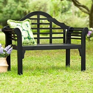 Plow & Hearth 62A79-BK Lutyens Eucalyptus Wood Garden Bench, Black