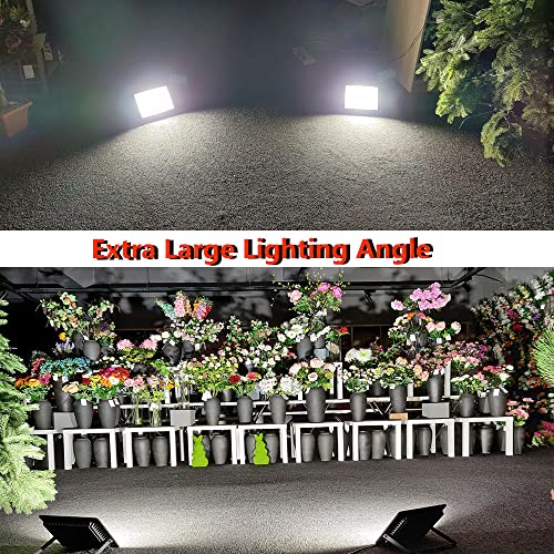 YASENN 50W LED Flood Lights Outdoor LED Work Light with Plug 2pack, 85-260V Wide Voltage Security Lights Portable Floodlight, IP66 Waterproof Backyard Lights Outdoor for Backyard, Garage, Garden