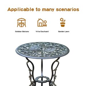 JARDIN DE CENTENNIAL Patio Bistro Set.Rust-Resistant Cast Aluminum Bistro Table Set with Umbrella Hole for Backyard (Rose Copper)