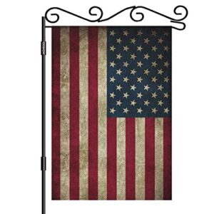 aoyego rustic usa flag garden yard flag 12.5″x 18″ double sided polyester vintage american patriotic us flgas house flag banners for patio lawn outdoor home decor