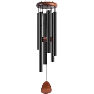 Large Aluminium Wind Chimes 37" Inches to Create a Zen Atmosphere Suitable for Outdoor, Garden, Patio Decoration. Classic Black Wind Chimes with Wind Catcher Suitable as A Gift for Unisex