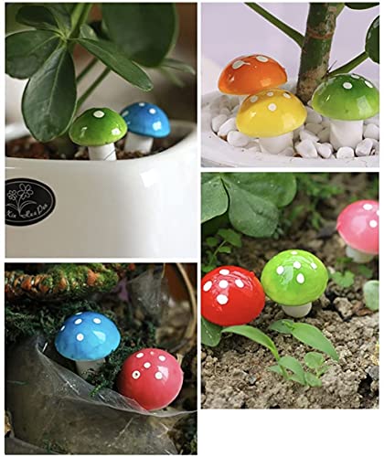 Aliotech 50 Pieces Mini Mushroom Miniatures Artificial Garden Fairy Bonsai Plant Pot Resin Craft Decoration for Home DIY Micro Landscape Decor (Red)