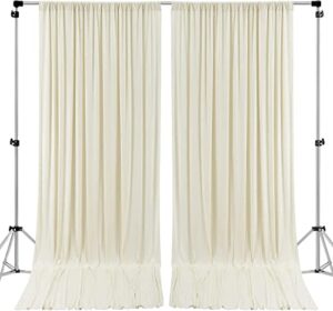 ak trading co. 10 feet x 10 feet polyester backdrop drapes curtains panels with rod pockets – wedding ceremony party home window decorations – ivory