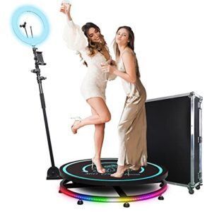 mwe 360 photo booth machine with software for parties with flight case,logo customization,2-3 people stand on app remote control automatic slow motion 360 spin camera booth (26.8″+flight case)