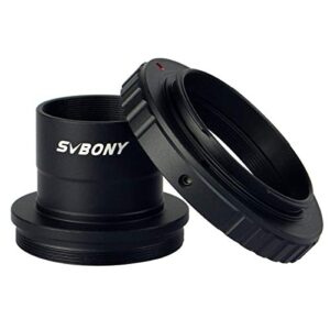 svbony telescope photo adapter, t adapter and t2 t ring adapter 1.25 inch telescope accessory compatible for nikon camera and telescope