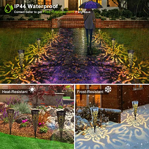 Go2garden 6Pcs Solar Lights Outdoor Decorative Conical Garden Stakes for Patio, Yard, Lawn, Pathway Decor Landscape Lighting (Black)