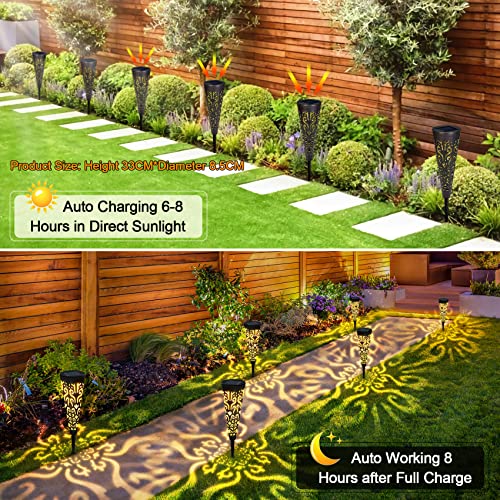 Go2garden 6Pcs Solar Lights Outdoor Decorative Conical Garden Stakes for Patio, Yard, Lawn, Pathway Decor Landscape Lighting (Black)