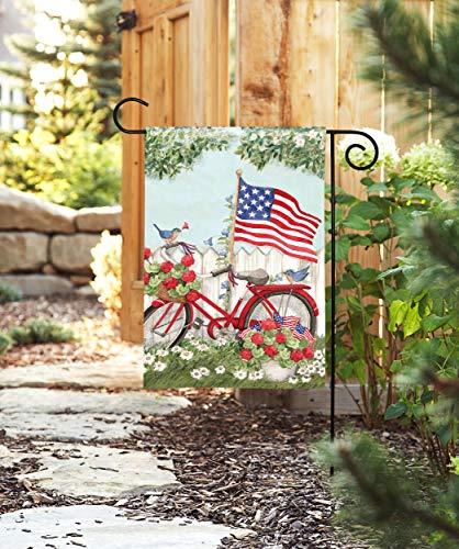 BreezeArt - Patriotic Bike Decorative Garden Flag 12x18 inch - Premium Quality SolarSilk - Made in the USA by Studio-M