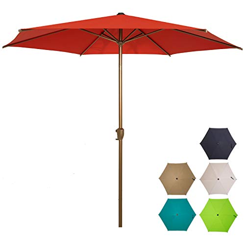 Ogrmar 7.5 FT Patio Umbrella Outdoor Table Umbrella with Push Button Tilt and Crankfor Terrace, Backyard, Garden, Courtyard, Swimming Pool, Lawn (Dark Red)