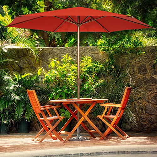 Ogrmar 7.5 FT Patio Umbrella Outdoor Table Umbrella with Push Button Tilt and Crankfor Terrace, Backyard, Garden, Courtyard, Swimming Pool, Lawn (Dark Red)