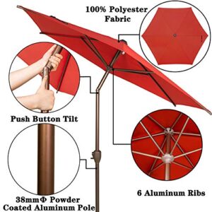 Ogrmar 7.5 FT Patio Umbrella Outdoor Table Umbrella with Push Button Tilt and Crankfor Terrace, Backyard, Garden, Courtyard, Swimming Pool, Lawn (Dark Red)