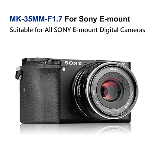 Meike 35mm F1.7 Large Aperture Manual Focus Prime Fixed Lens APS-C Compatible with Sony E-Mount Mirrorless Cameras NEX 3 3N NEX 5R NEX 6 7 A6600 A6400 A5000 A5100 A6000 A6100 A6300 A6500 A3000