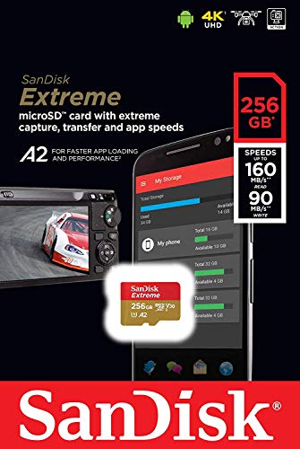 SanDisk 256GB Micro SDXC Memory Card Extreme Works with GoPro Hero 7 Black, Silver, Hero7 White UHS-1 U3 A2 Bundle with (1) Everything But Stromboli Micro Card Reader