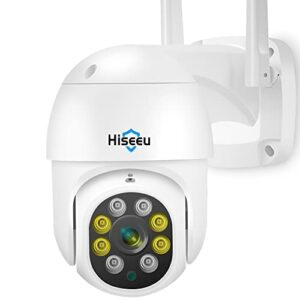 hiseeu 5mp 360° pan tilt camera wifi security camera outdoor motion tracking floodlights light alarm,color night vision,pc&mobile remote view,two-way audio security camera