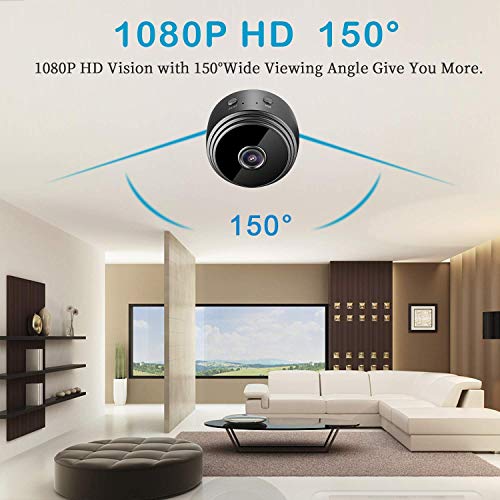 Wireless Mini WiFi Hidden Camera, Upgraded HD 1080P Portable Home Security Cameras with Night Vision, Monitor Detection Tiny Cameras for Indoor/Outdoor(Not Included SD Card)