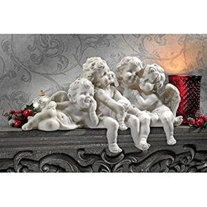 design toscano sh380151 cherub conclave shelf sitting angel statue, antique stone finish