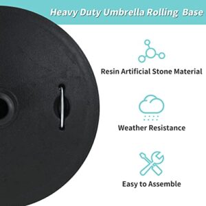 Verano Garden Patio Umbrella Base 52lbs, Heavy Duty Umbrella Stand with Wheels for Outdoor 1.5''~1.89'' Market Umbrella, Weighted Base for Patio Deck Porch Poolside (Black with Handle)