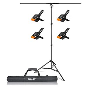 emart t-shape portable background backdrop support stand kit 5ft wide 8.5ft tall adjustable photo backdrop stand with 4 spring clamps