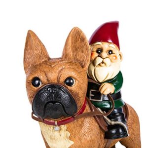 kwirkworks garden gnome – french bulldog lawn statue figurine – 9 inches tall