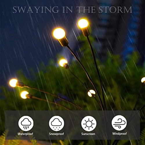 LIPIFAY Solar Powered Firefly Lights, Outdoor Waterproof Starburst Swaying Light, Vibrant Garden Solar Lights, for Yard Lawn Pathway Decoration, Warm White (2 Pack)