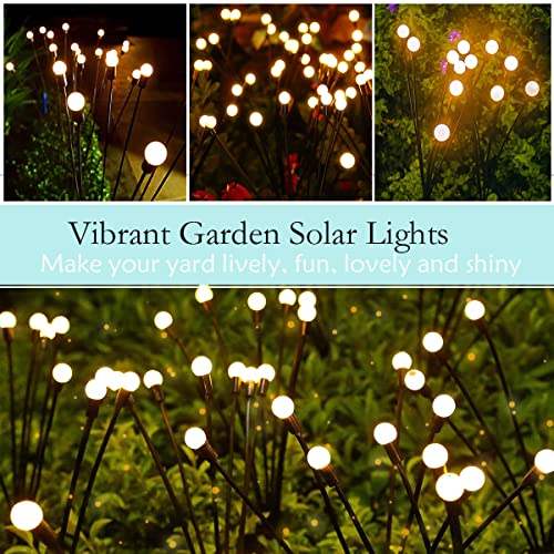 LIPIFAY Solar Powered Firefly Lights, Outdoor Waterproof Starburst Swaying Light, Vibrant Garden Solar Lights, for Yard Lawn Pathway Decoration, Warm White (2 Pack)