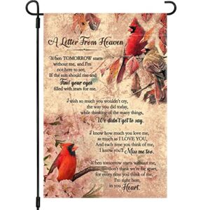 snycler cardinalis garden flag, a letter from heaven, northern cardinal daily life in memory commemorate yard flag 12 x 18 inch vertical double sided outdoor decoration