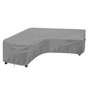 outdoorlines waterproof outdoor patio sectional cover – uv resistant & windproof v-shaped patio furniture covers for deck, lawn and backyard, 420d heavy duty couch cover 118″ l (on each side) gray
