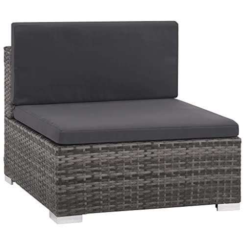 vidaXL 12 Piece Garden Lounge Set with Cushions Poly Rattan Gray