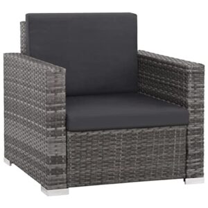 vidaXL 12 Piece Garden Lounge Set with Cushions Poly Rattan Gray
