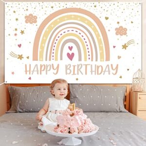 Rainbow Boho Party Decorations Boho Rainbow Birthday Backdrop Boho Happy 1st Birthday Party Supplies Decorations Photo Prop for Girl Boy Baby