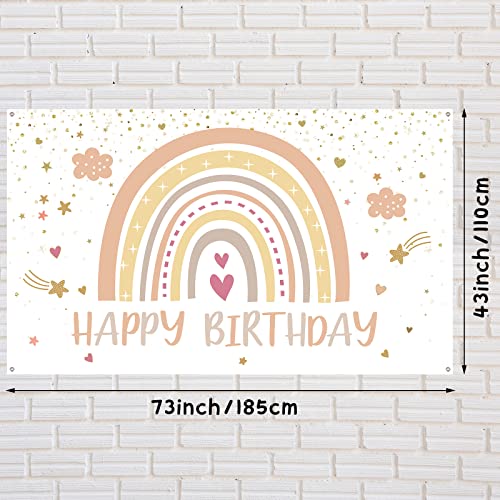 Rainbow Boho Party Decorations Boho Rainbow Birthday Backdrop Boho Happy 1st Birthday Party Supplies Decorations Photo Prop for Girl Boy Baby