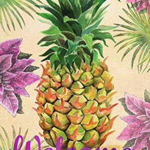 Toland Home Garden 1112294 Welcome Floral Pineapple 12.5 x 18 Inch Decorative, Garden Flag (12.5" x 18")