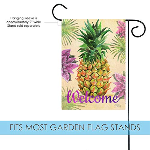 Toland Home Garden 1112294 Welcome Floral Pineapple 12.5 x 18 Inch Decorative, Garden Flag (12.5" x 18")