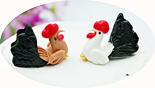 Mixed 2 Colour Lot of 12 Miniature Animal Chicken Outdoor Patio Decor Fairy Garden Supplies Animal Figurine Furniture Dollhouse