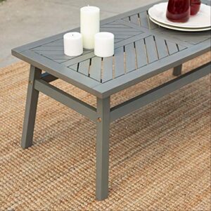 Walker Edison Outdoor Patio Wood Chevron Rectangle Coffee Table All Weather Backyard Conversation Garden Poolside Balcony, 42 Inch, Grey