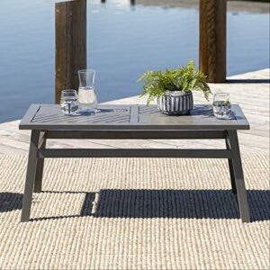 Walker Edison Outdoor Patio Wood Chevron Rectangle Coffee Table All Weather Backyard Conversation Garden Poolside Balcony, 42 Inch, Grey