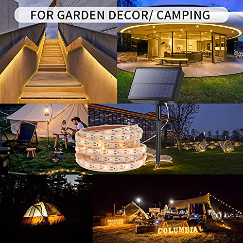 Outdoor Solar Lights 16.6ft IP67 Waterproof, 4400mAh High Capacity Garden Flexible Light Bar 8 Modes / Lighting for Outdoor Garden Valentine's Day Decoration (Warm White