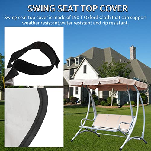 Allsor Swing Canopy Replacement, Swing Replacement Top Cover Rainproof Patio Top Cover Waterproof Replacement Canopy for Patio Yard Seat for Seat Furniture(Beige)