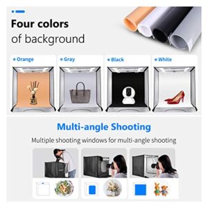 NEEWER Photo Studio Light Box, 16" x 16" Shooting Light Tent with Adjustable Brightness, Foldable and Portable Tabletop Photography Lighting Kit with 80 LED Lights and 4 Colors Backdrops