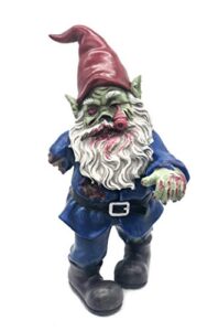 ficiti zombie gnome evil gnome scary gnome walking dead gnome gnombia garden statue, halloween decoration – 10 inches