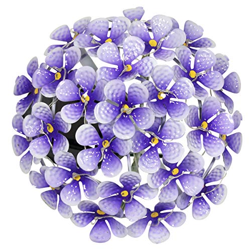 Exhart Garden Solar Lights, Decorative Hydrangea Flower Garden Stake, 26 LEDs, Cute Metal Outdoor Decoration, Purple, 7 x 21.5 Inch