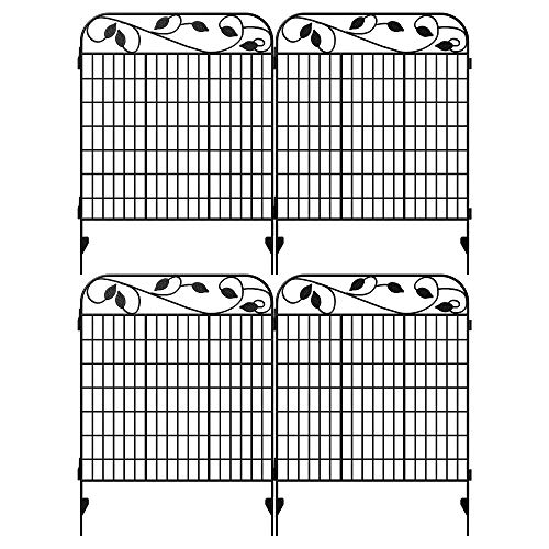 Amagabeli 4 Pack Metal Garden Fence Border 36”(L) x44”(H) Heavy Duty Tall Rustproof Decorative Garden Fencing Gate Panels Animal Barrier for Dog Iron Edge for Landscape Folding Flower Bed Leaf Black