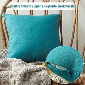 Pack of 2 Decorative Outdoor Waterproof Pillow Covers for Patio Tent Garden Balcony Farmhouse Sunbrella Outside Square Lumbar Pillow Cover Case (Blue-Green)